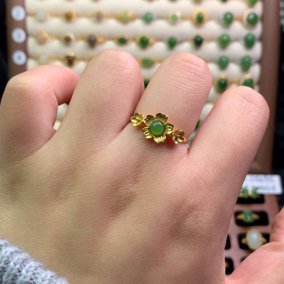 和田玉银S925镶嵌戒指