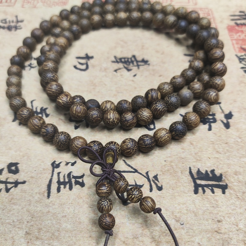 1222乌金根原木0.8圆珠多圈手串