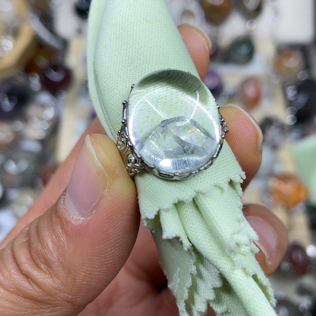 【闪购商品】银S925镶嵌珠宝半成品水晶戒指