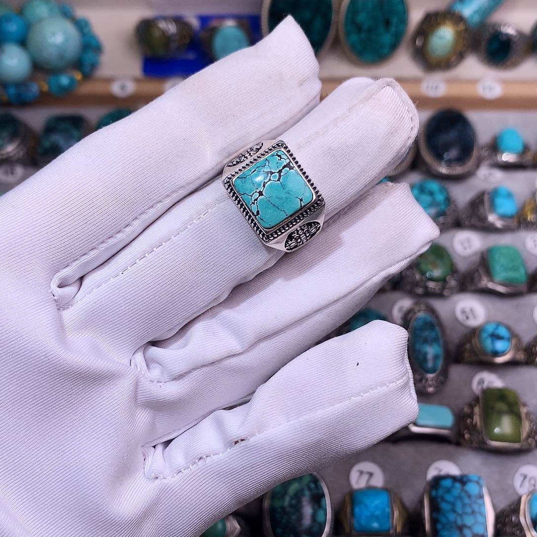 绿松石挂件银S925镶嵌