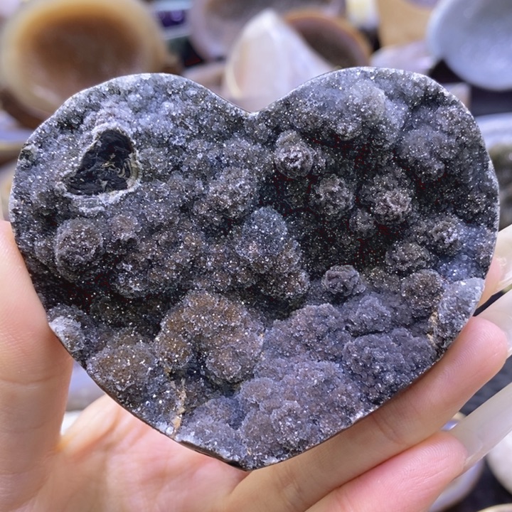 未镶嵌珠宝半成品水晶黑啵啵爱心