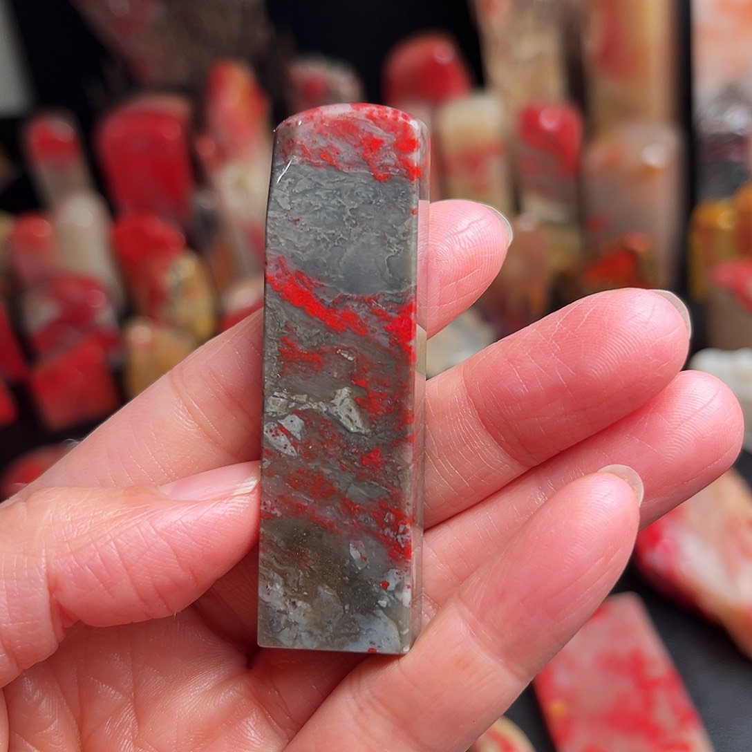 印石昌化石鸡血石扁章