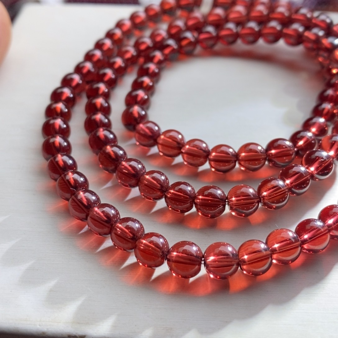 石榴石手链未镶嵌5.6mm收藏级金粉色