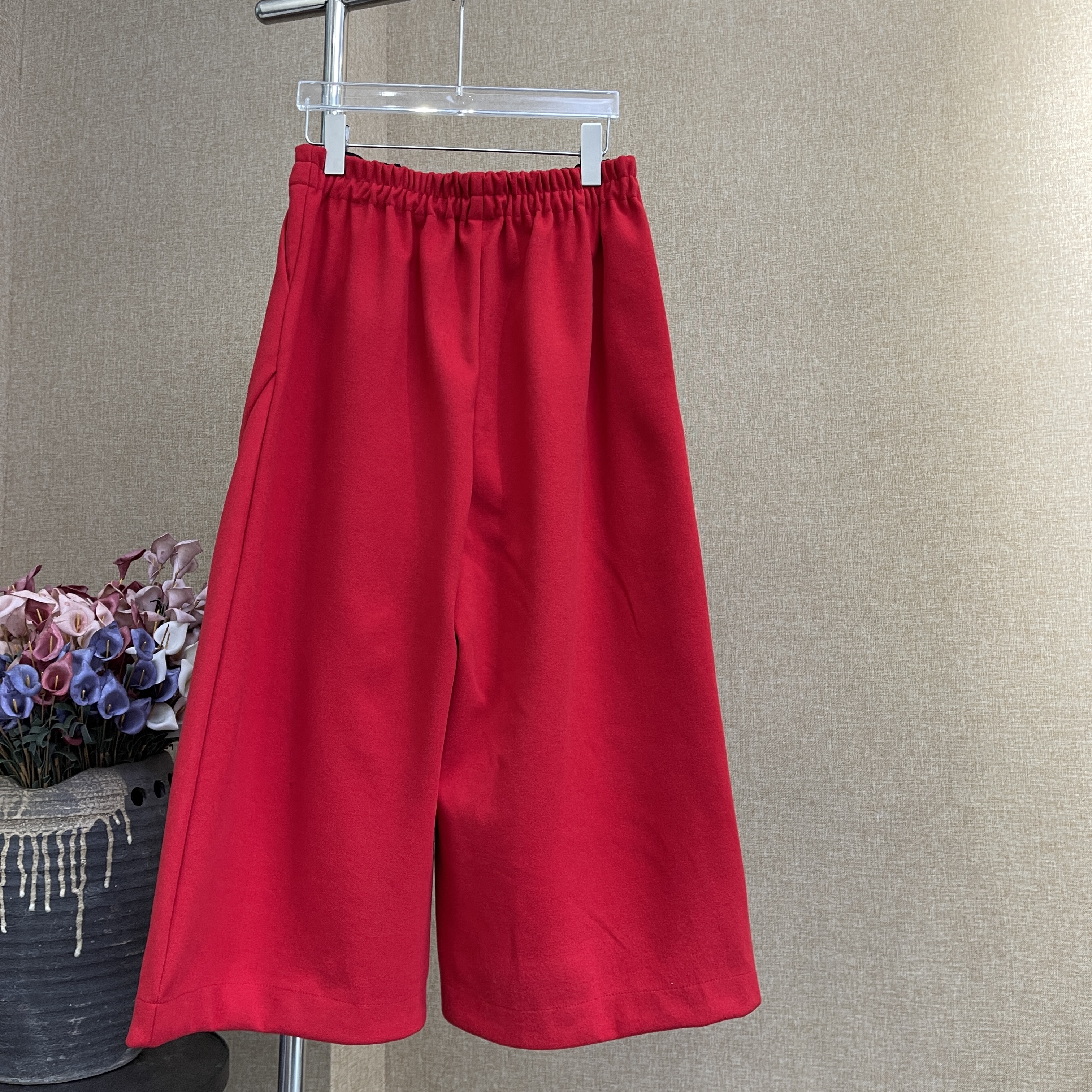 松紧腰山本风高弹休闲风休闲裤夏季无弹欧美风法式裤