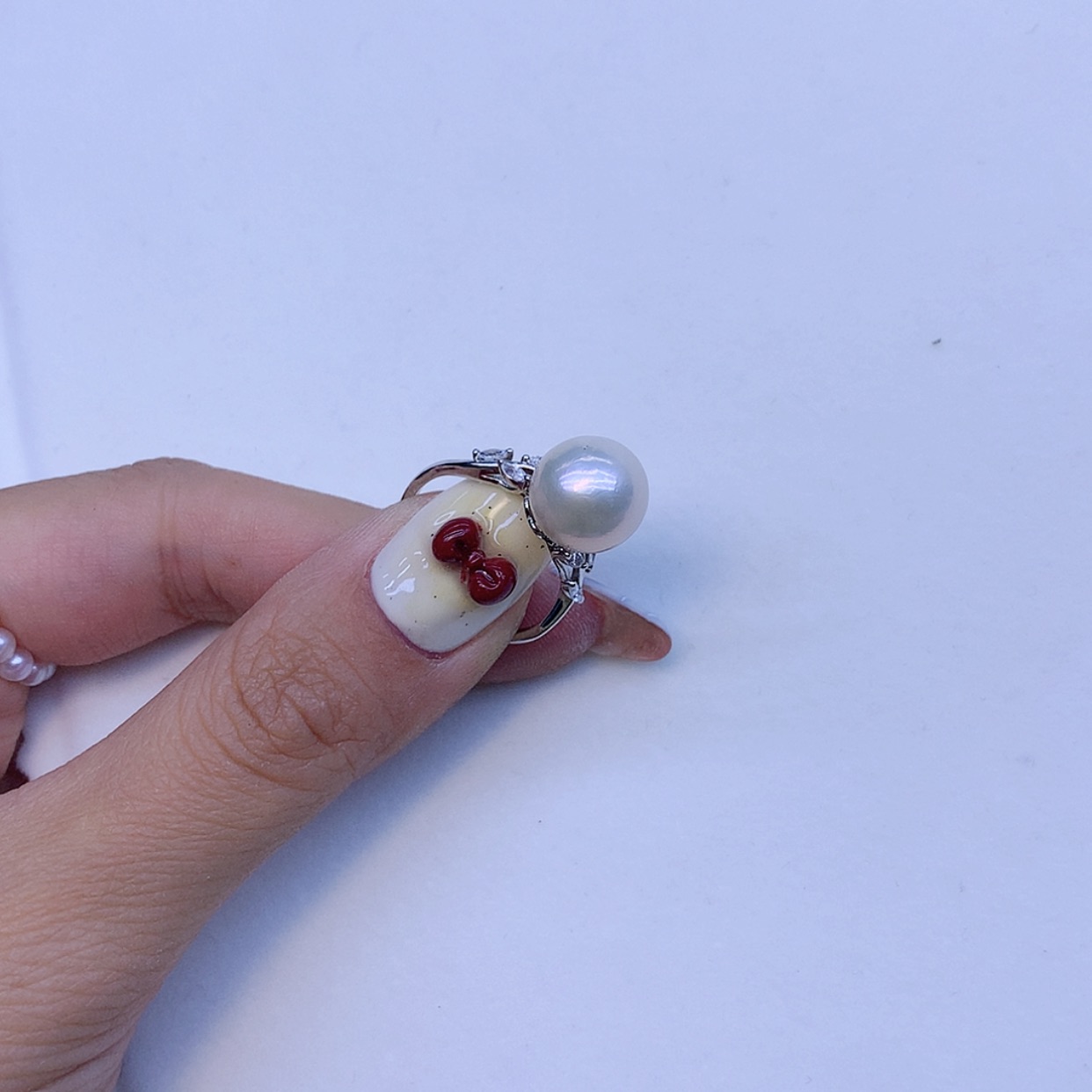 【闪购商品】淡水珍珠戒指银S925镶嵌晚*晚