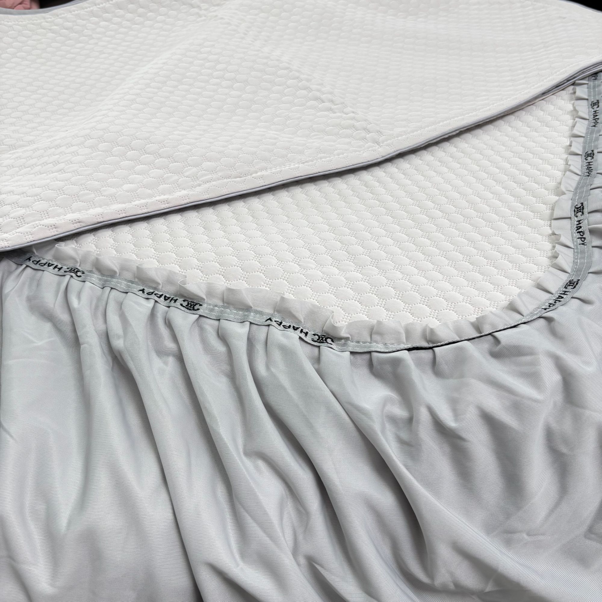 凉感丝凉席三件套纯色花边