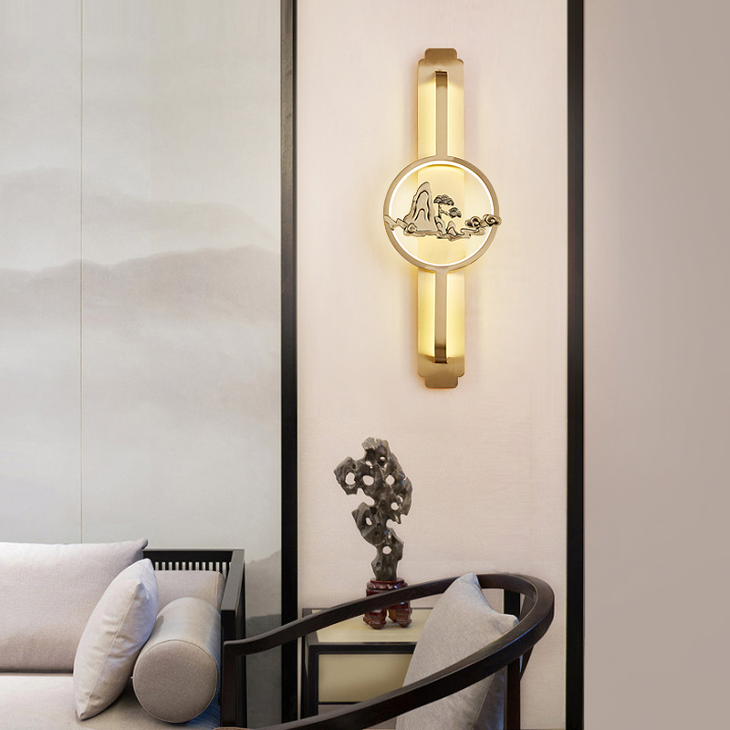 全铜新中式壁灯创意客厅电视沙发背景墙过道卧室床头灯