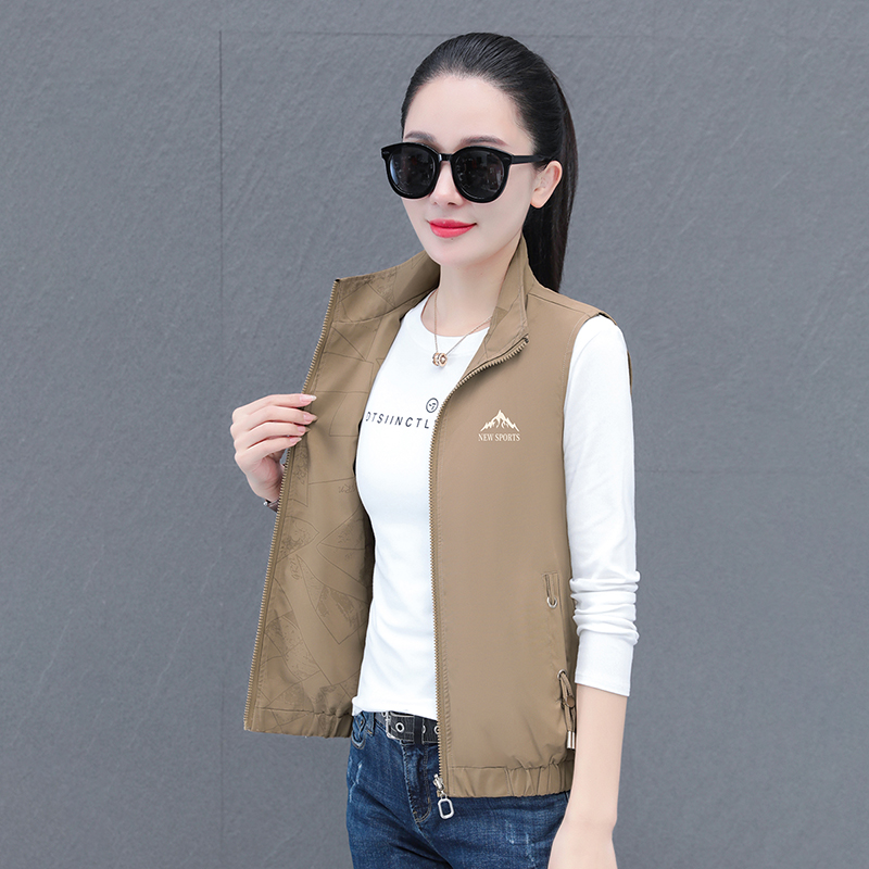 春秋季新款女士时尚休闲立领双面穿马甲洋气舒适减龄显瘦百搭外套