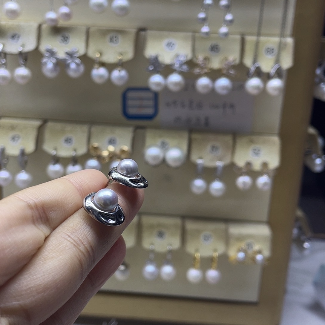 银S925镶嵌耳饰海水珍珠