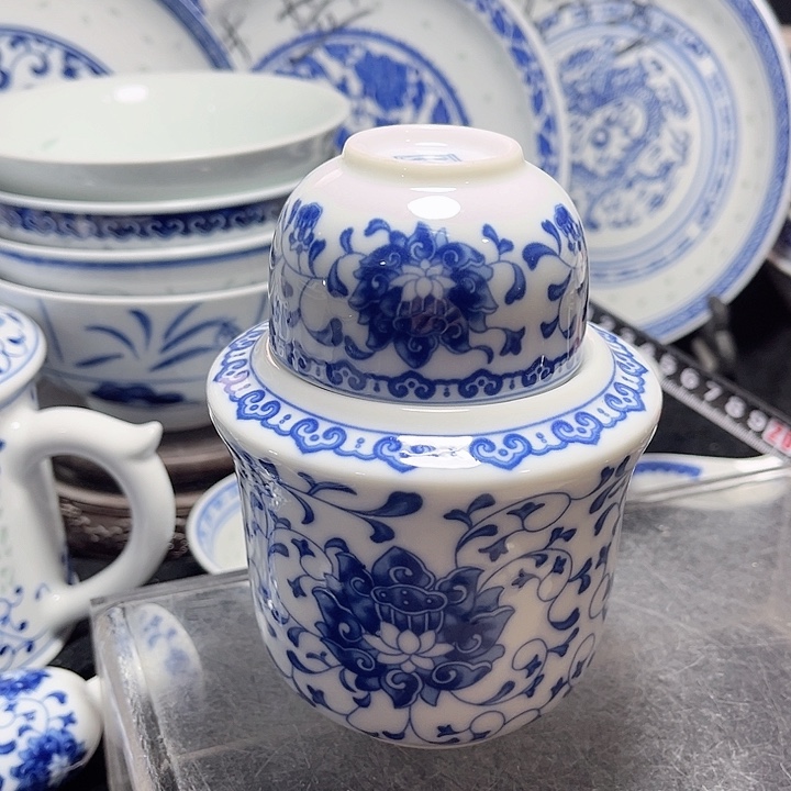 碗青花温酒壶三件套