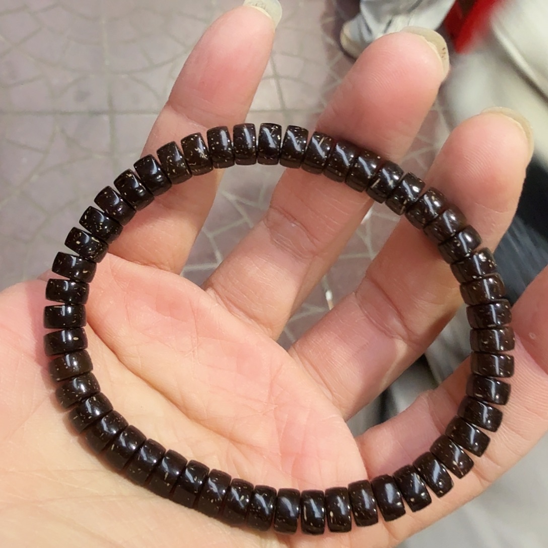 椰蒂手串74印尼红棕金椰蒂单圈手串