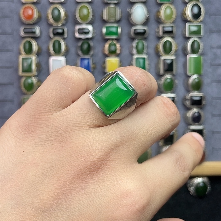 A***h玛瑙/玉髓银S925镶嵌戒指