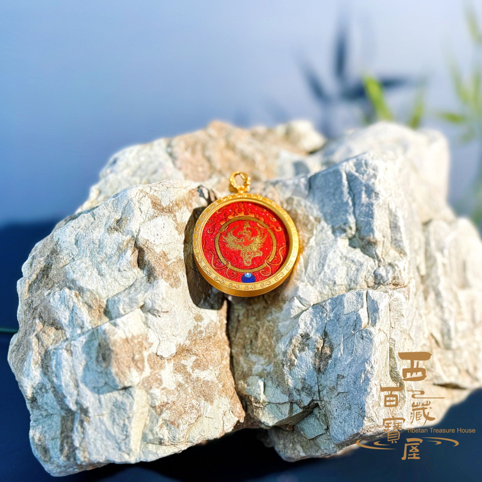 西藏拉萨 火凤凰唐卡吊坠 手工绘制（拉萨发货）