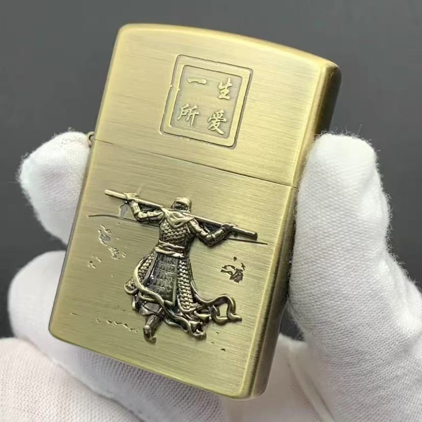ZORRO-z918 黄铜一生所爱贴章铜壳煤油打火机