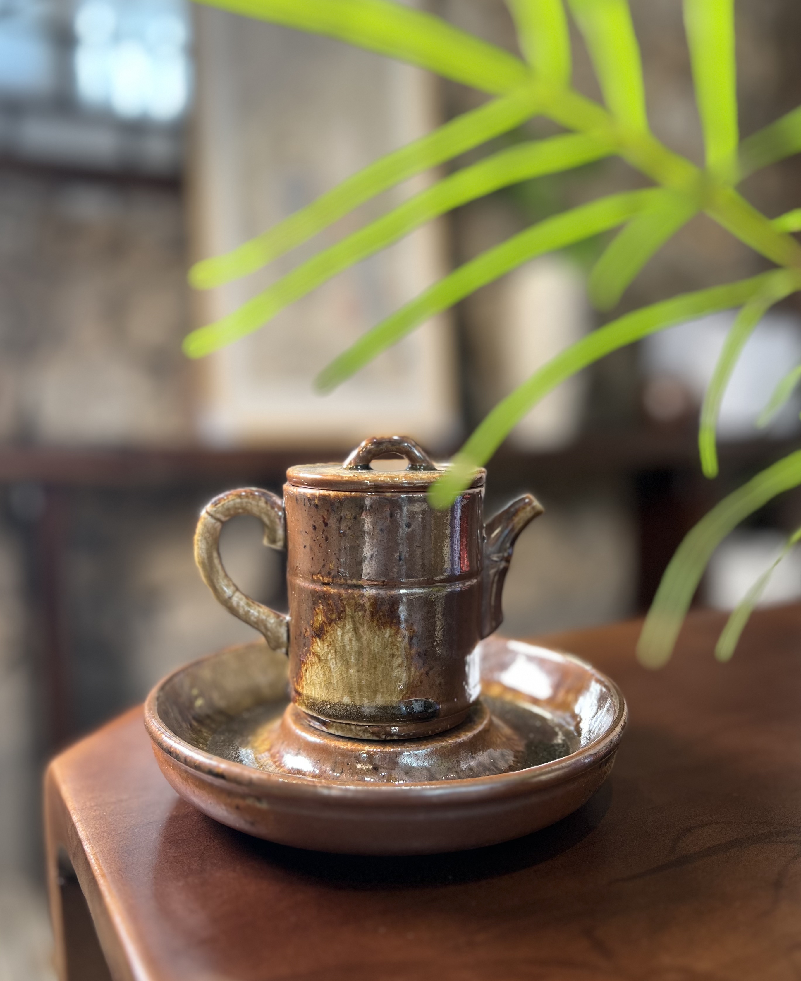 三生瓷 柴烧裸烧 竹节壶