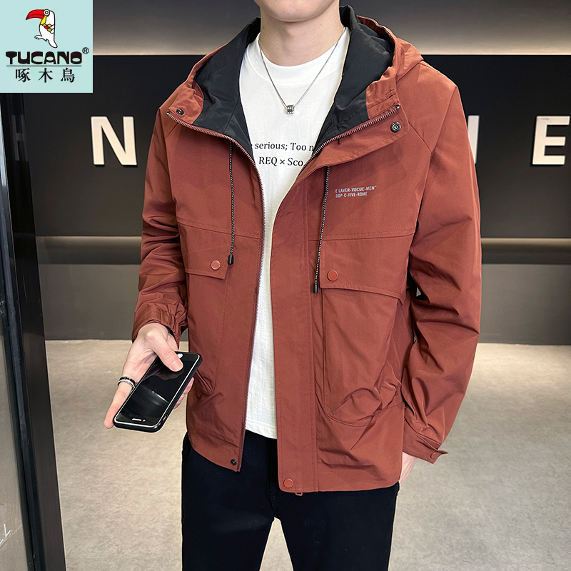 TUCANO/啄木鳥2025春季新款户外夹克潮流休闲工装连帽印花外套男