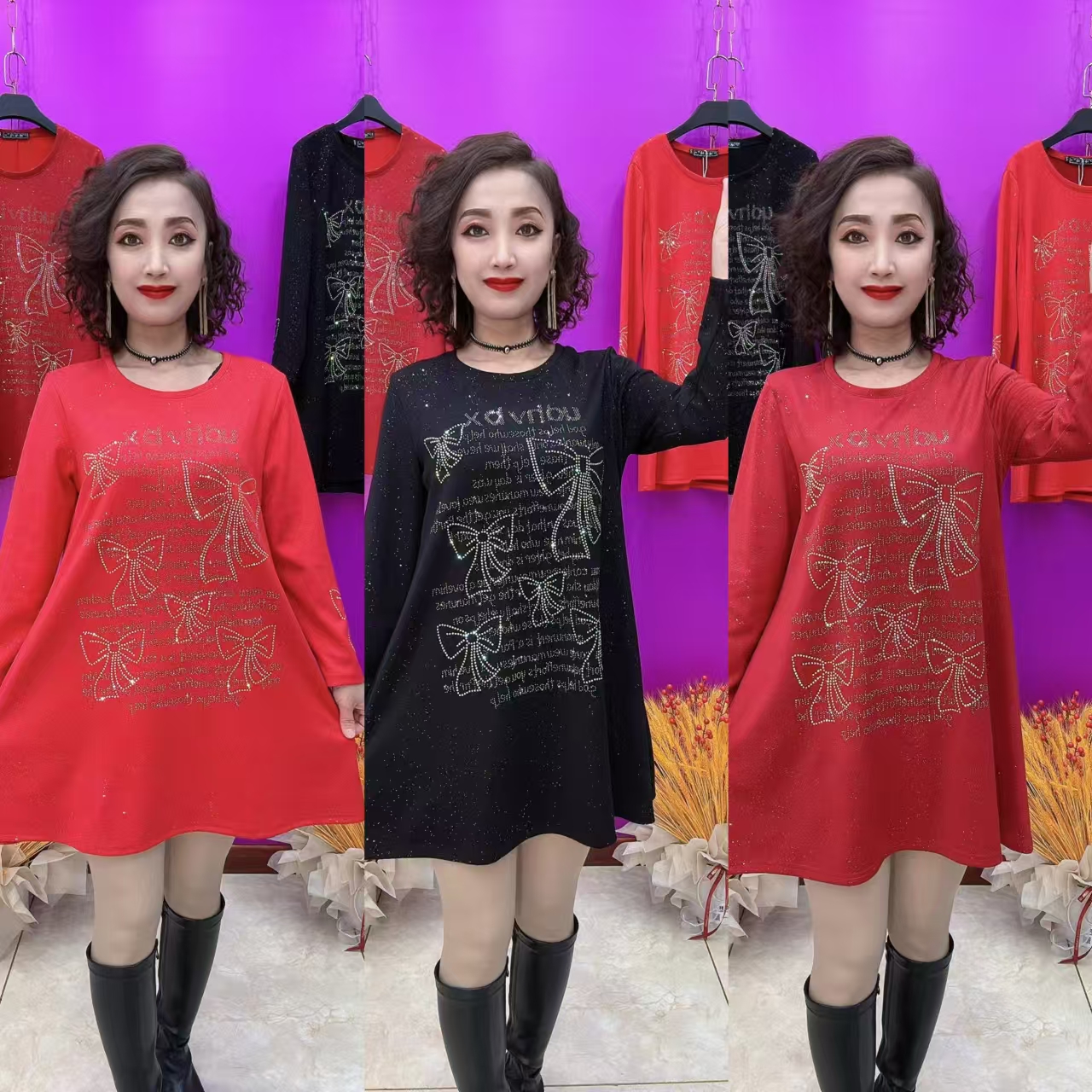 BA时尚圆领连衣裙148三色