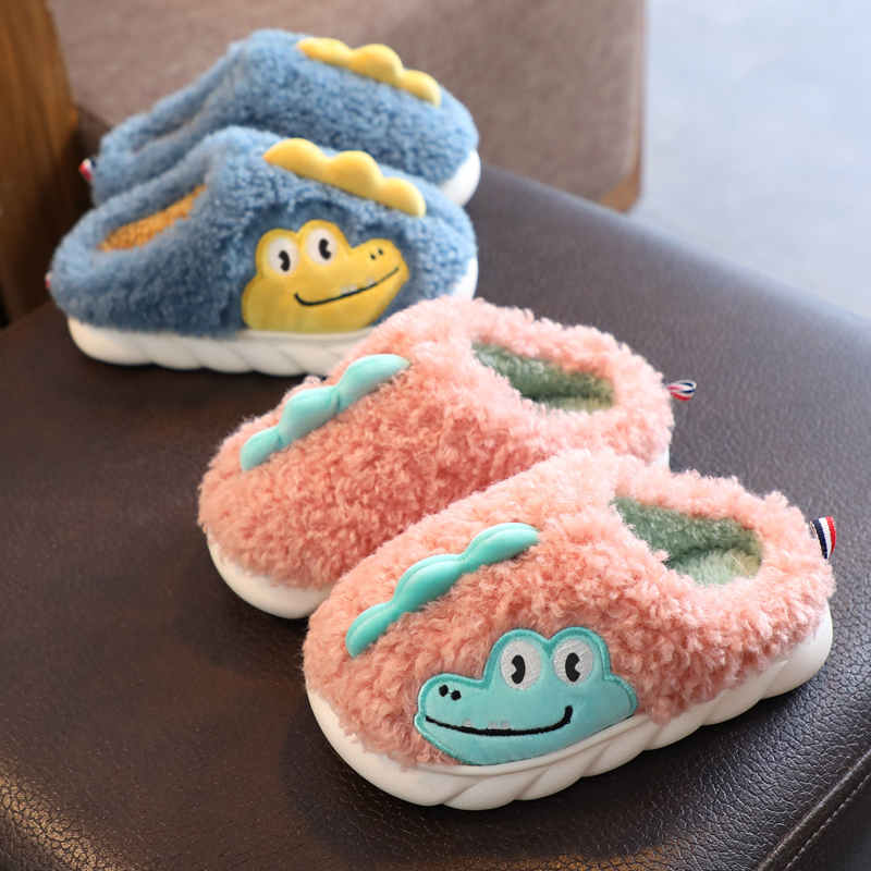 儿童棉拖鞋男童女童秋冬季室内小男孩家用宝宝毛毛绒棉拖包跟棉鞋