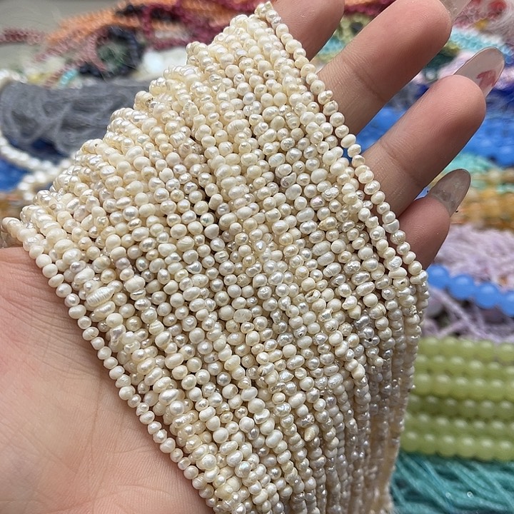 玛瑙/玉髓珠宝半成品未镶嵌一条3.5mm左右哑光不规则珍珠