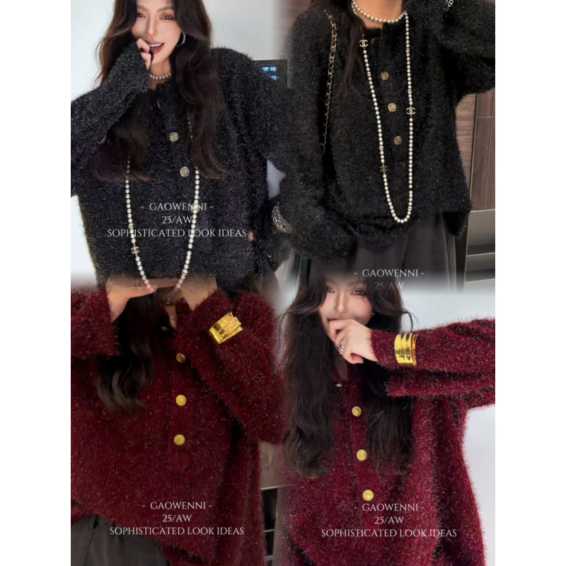 高温妮冬季小众设计复古双色氛围感套头长袖上衣 5e52624