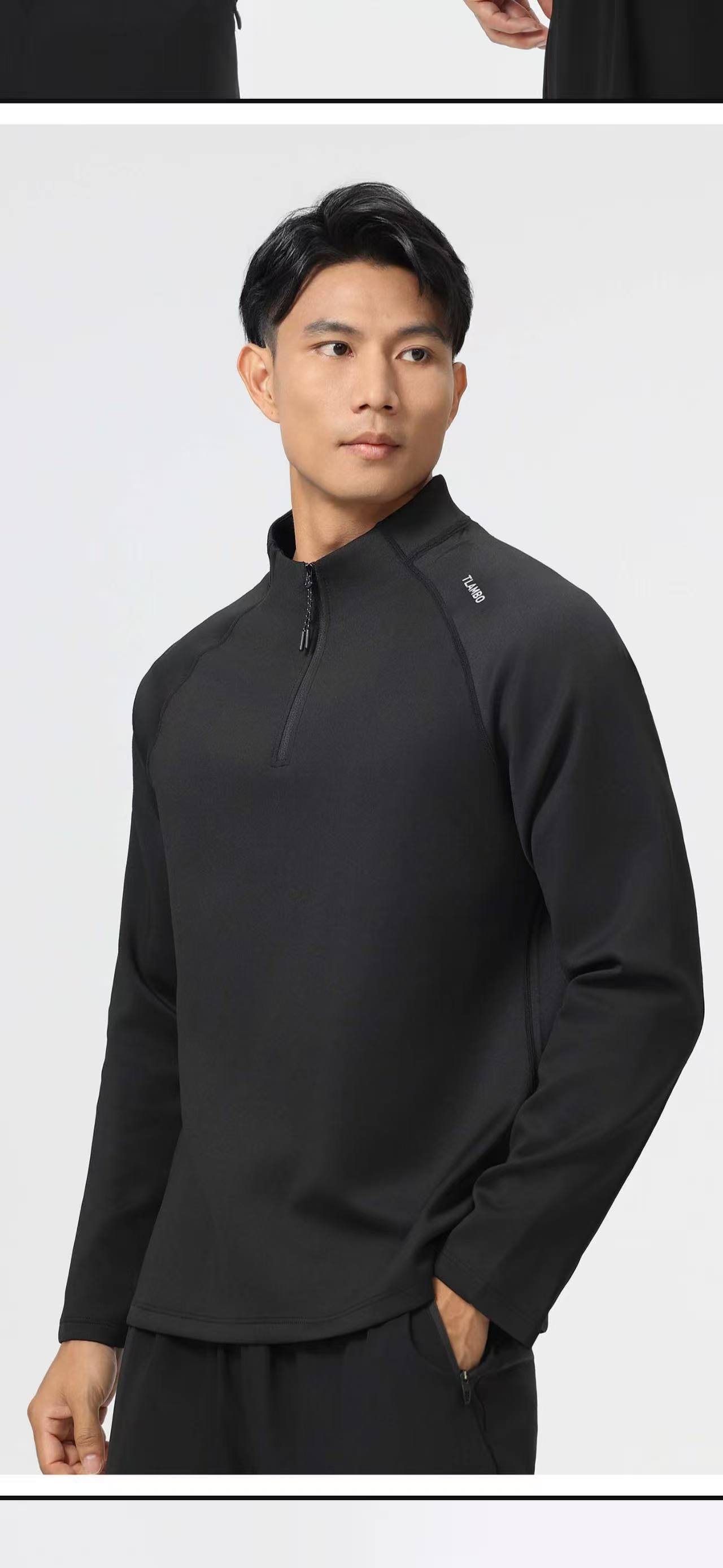 男士秋冬新款半拉链长袖T恤