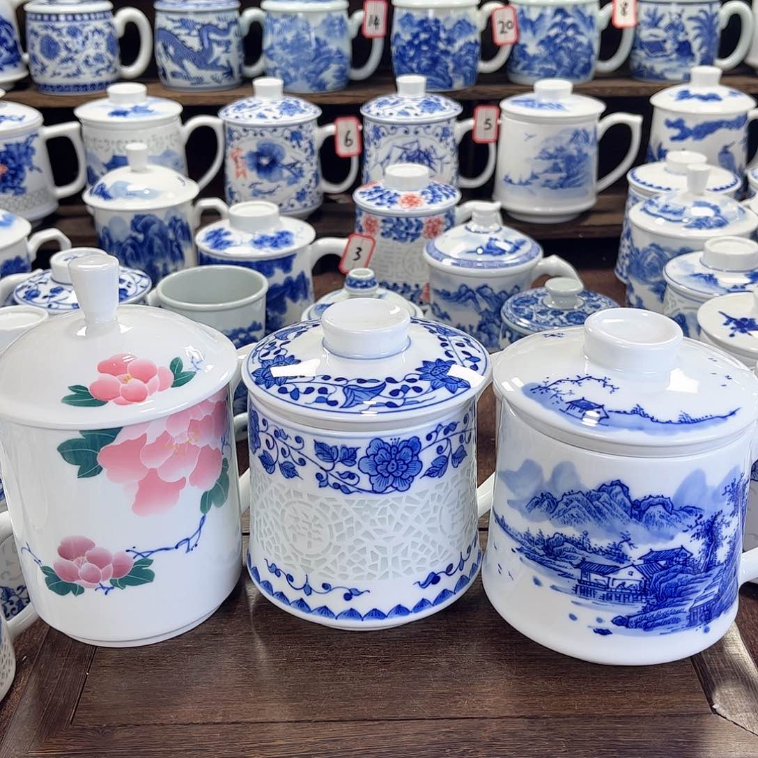 景德镇陶瓷马克杯带盖