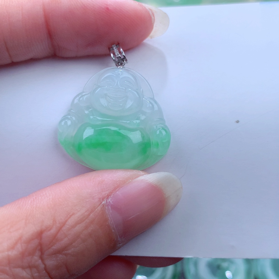 翡翠吊坠(不含链)18K金镶嵌大*猫