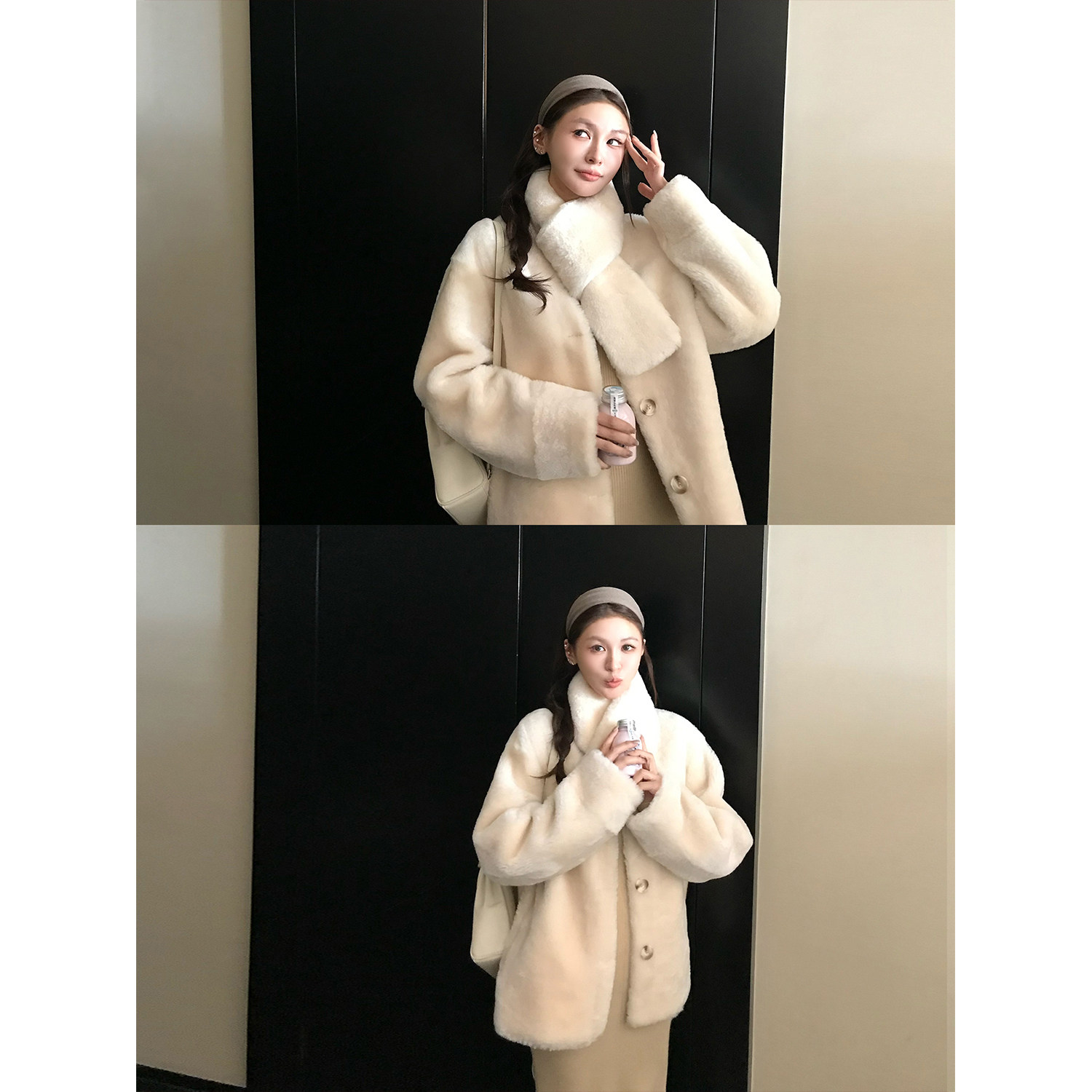 "雪域少女"澳洲进口奢暖美利奴羊毛皮毛一体皮草冬日保命围巾
