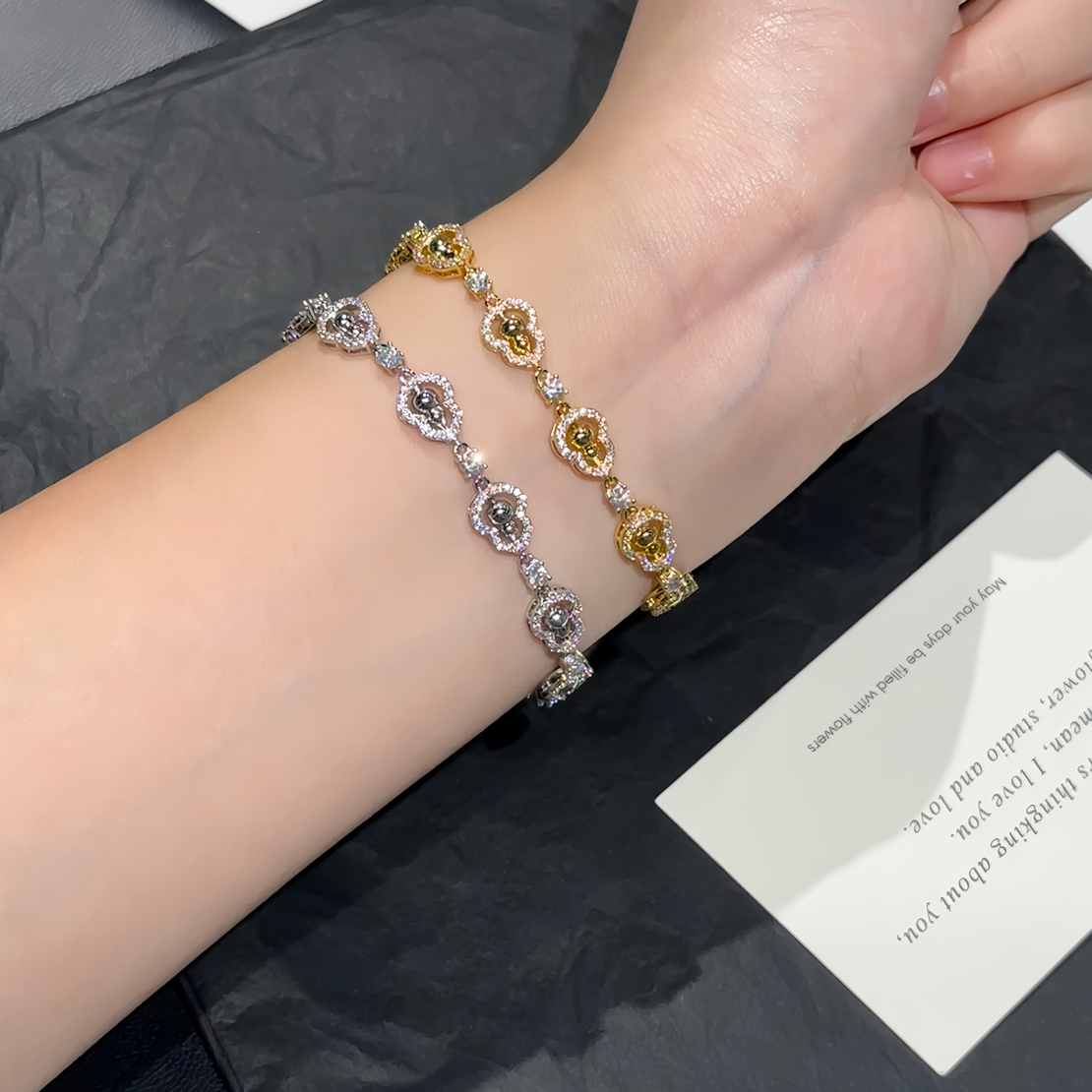 铜合金锆石手链 镂空锆石葫芦手链饰品小众手饰轻奢表带扣手链