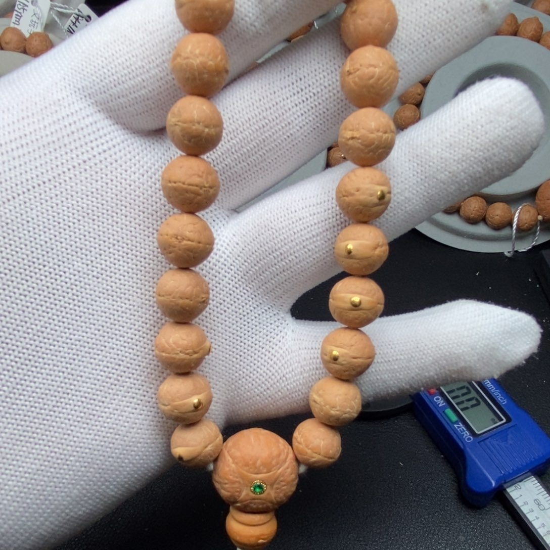 手串凤眼菩提实心精工镶嵌11mm金钉23颗
