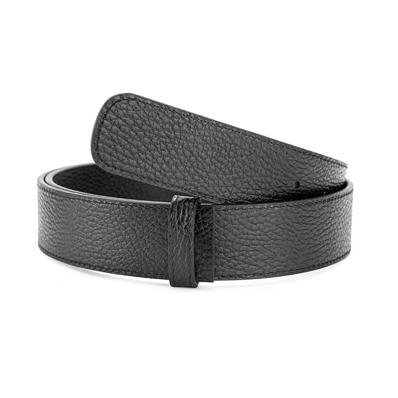 9号【无扣头】3.4宽双面两用荔枝纹男士针扣带身