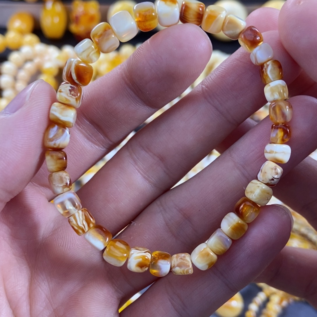 琥珀手链未镶嵌沁色手串