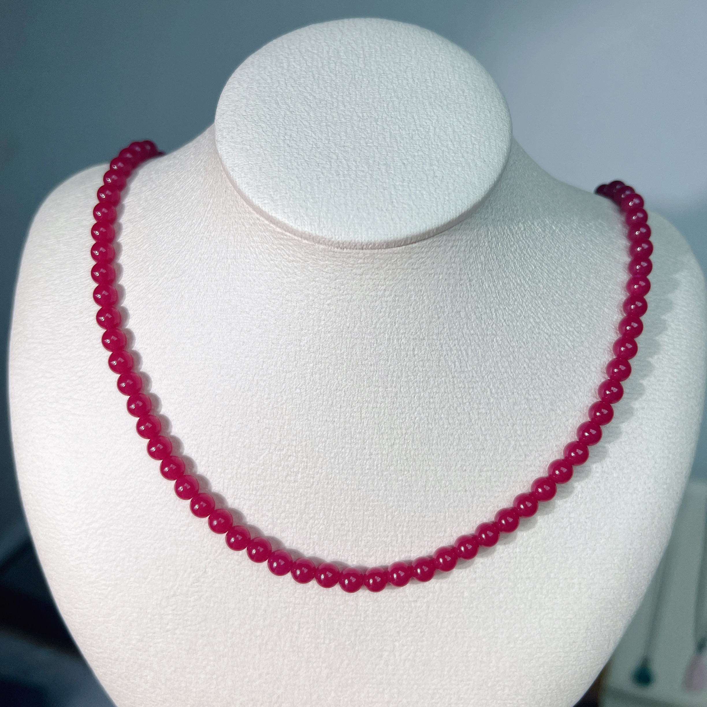  红珠珠项链 红色百搭时尚