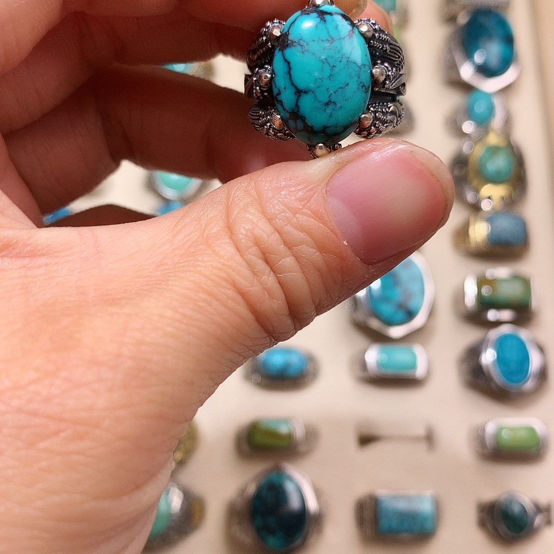 绿松石挂件银S925镶嵌