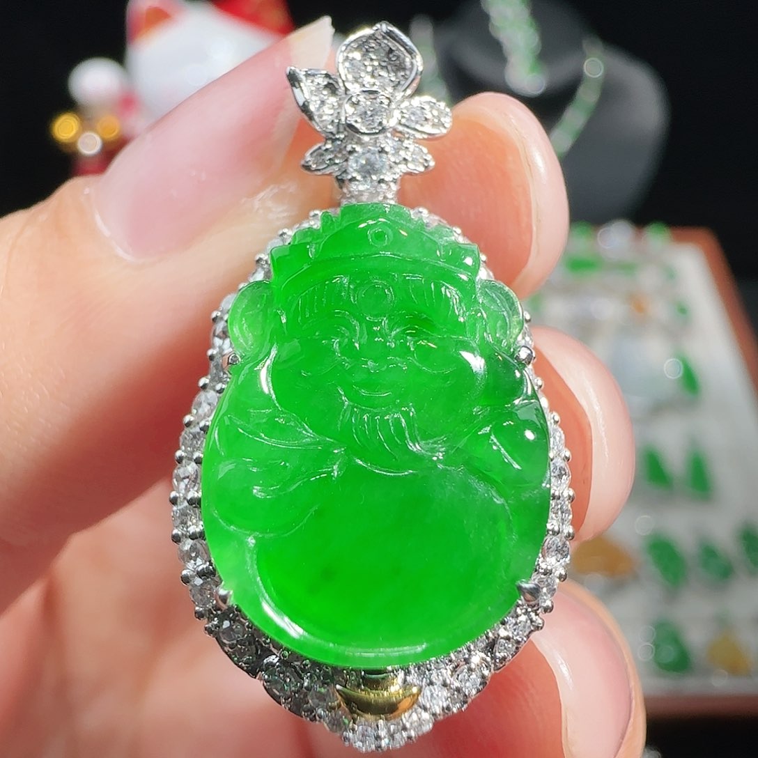 翡翠18K金镶嵌吊坠(不含链)