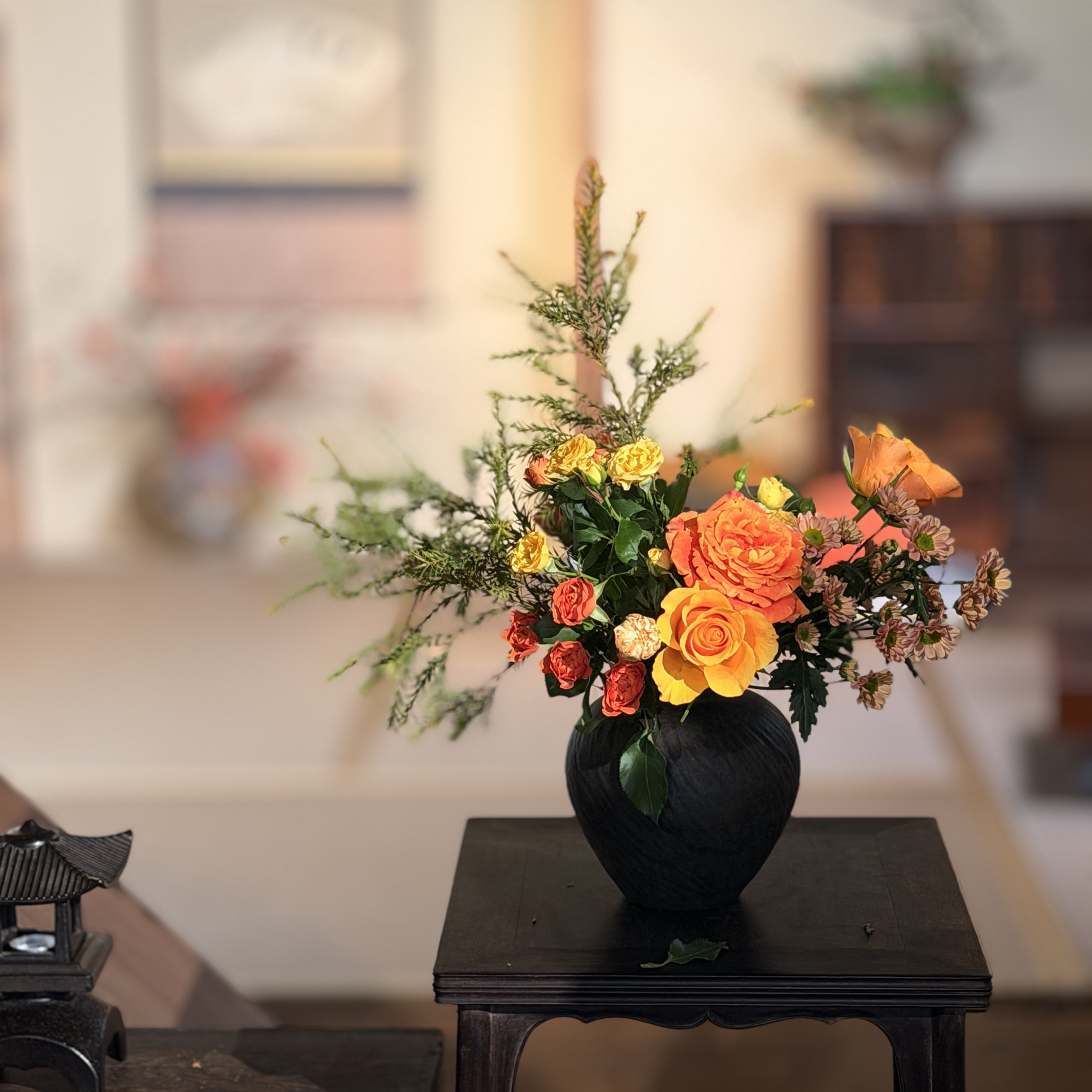 【悦生活】玄金釉-灰念-斜纹花瓶·圆15.5*15CM 茶道配件（灰念0585）