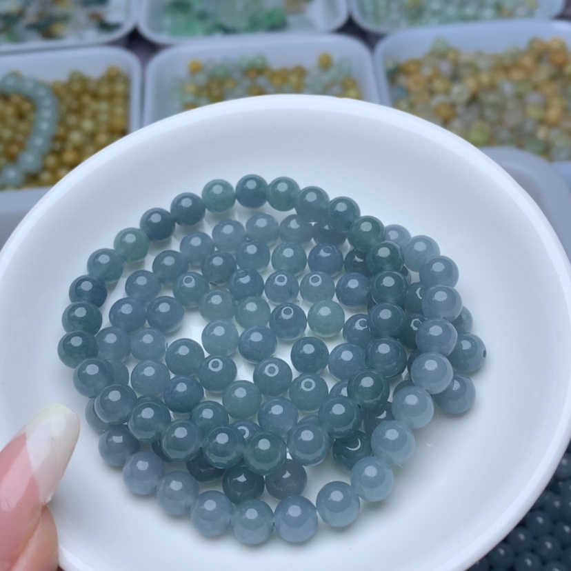 【闪购商品】翡翠手链未镶嵌卡7冰蓝水10个