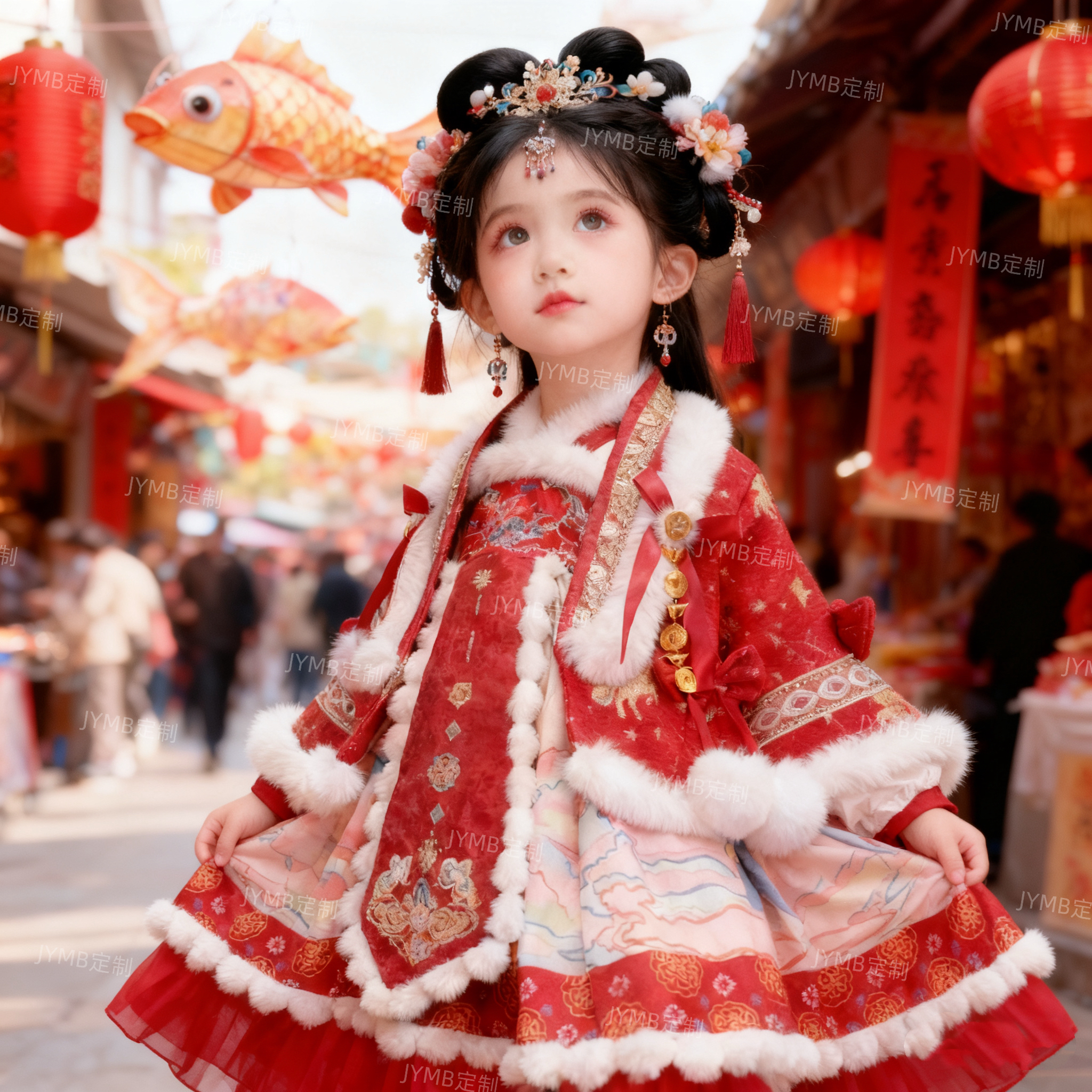 原创红色贺岁马年年服加绒加厚拜年服国风汉服新中式新年战袍周岁