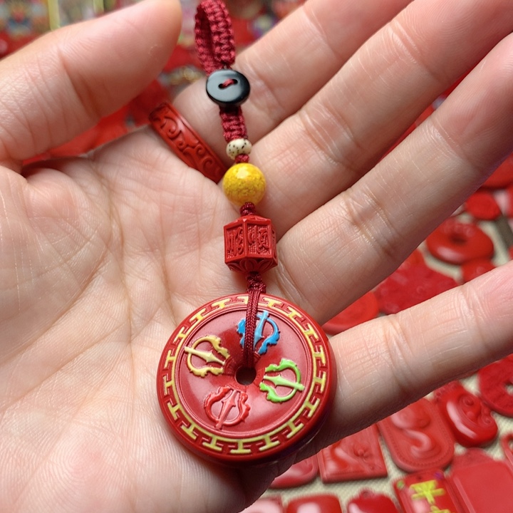 天然辰砂工艺品朱砂钥匙扣