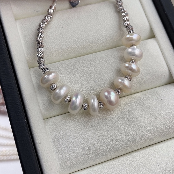 手绳银S925镶嵌淡水珍珠