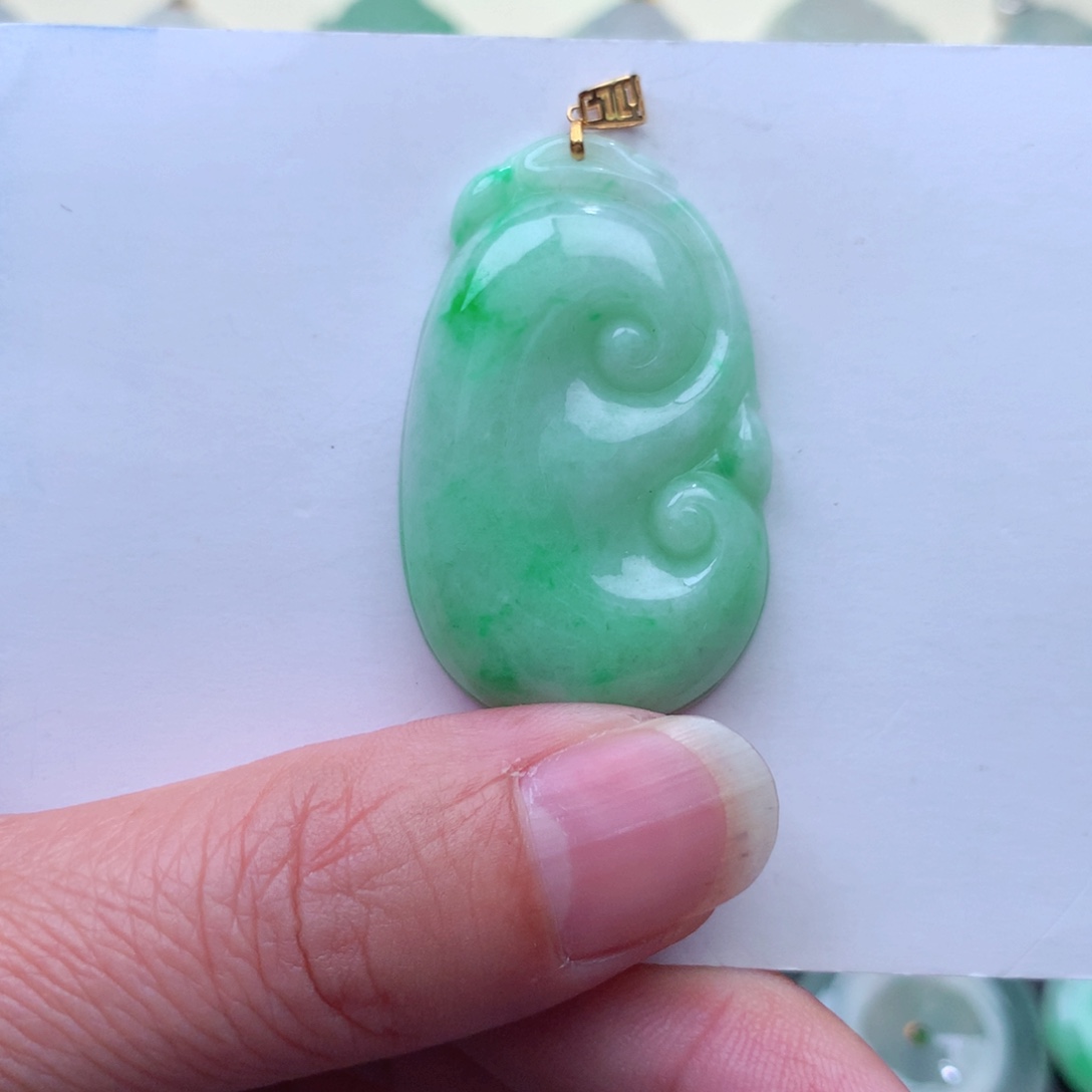 翡翠吊坠(不含链)18K金镶嵌