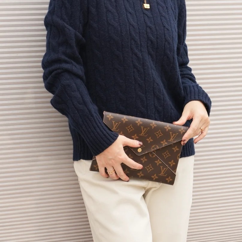 95新 LouisVuitton/路易威登 老花满印大号手拿包88212182
