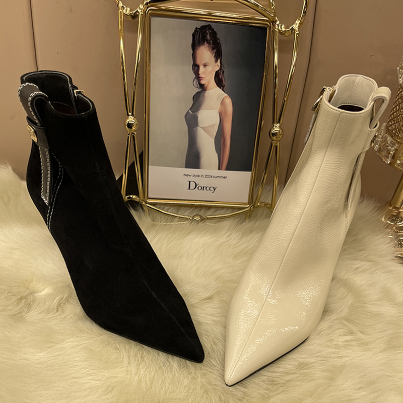 迪奥希高定设计师款2025秋冬季尖头时装女芏靴子百搭欧美风靴子女