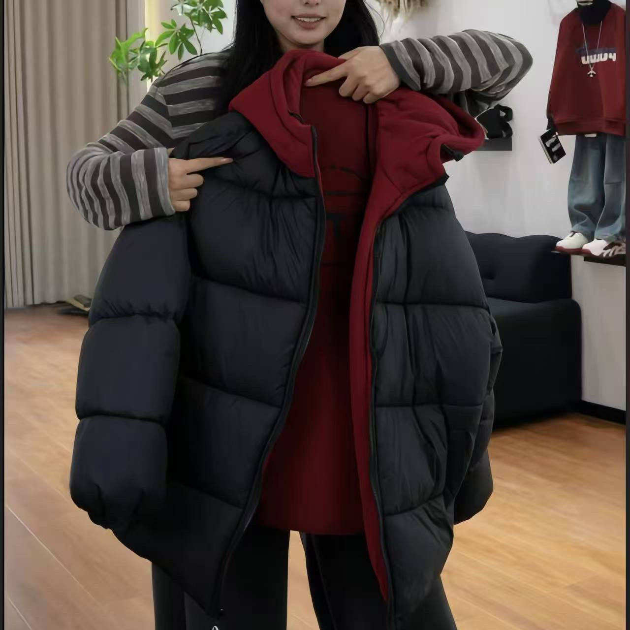 【现货48H】双面穿亲子款抗寒棉服深冬姐弟儿童加厚棉衣2025冬季108