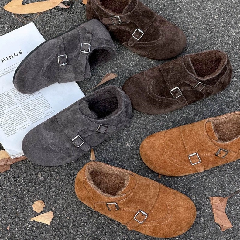 【高品质】5厘米厚底新款冬季时尚百搭学生女士加绒保暖棉鞋勃肯鞋