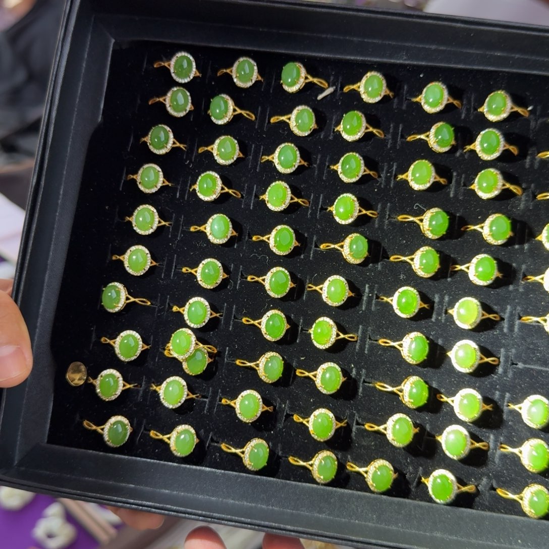 和田玉银S925镶嵌颈饰碧玉戒指陈陈多样性拍一发一