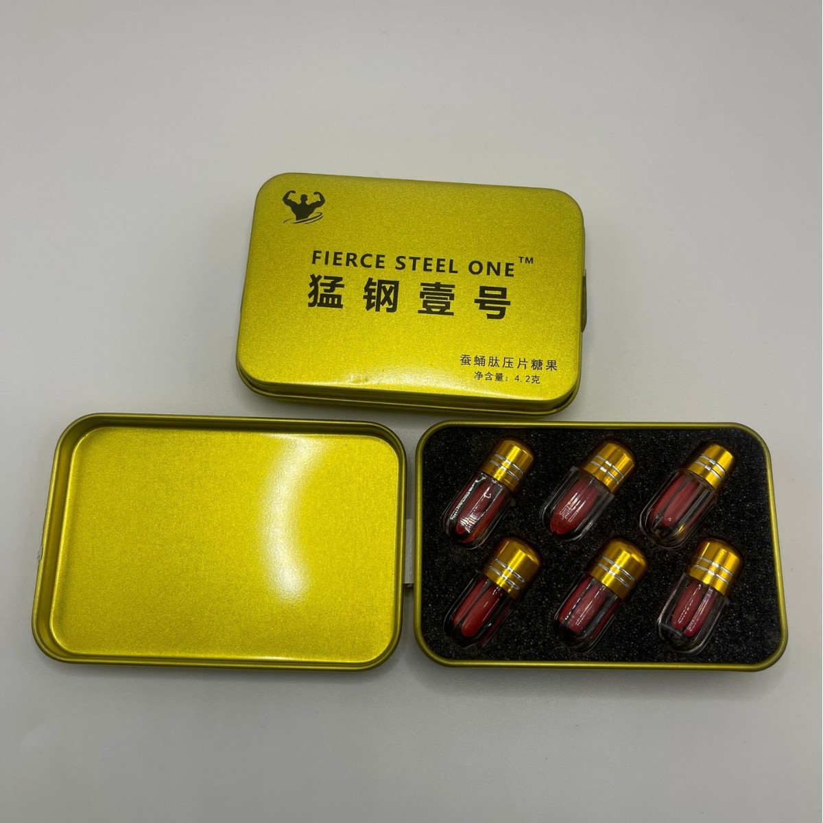 2025新款铁盒猛钢壹号蚕肽片独立包装一盒6粒男用口服现货代