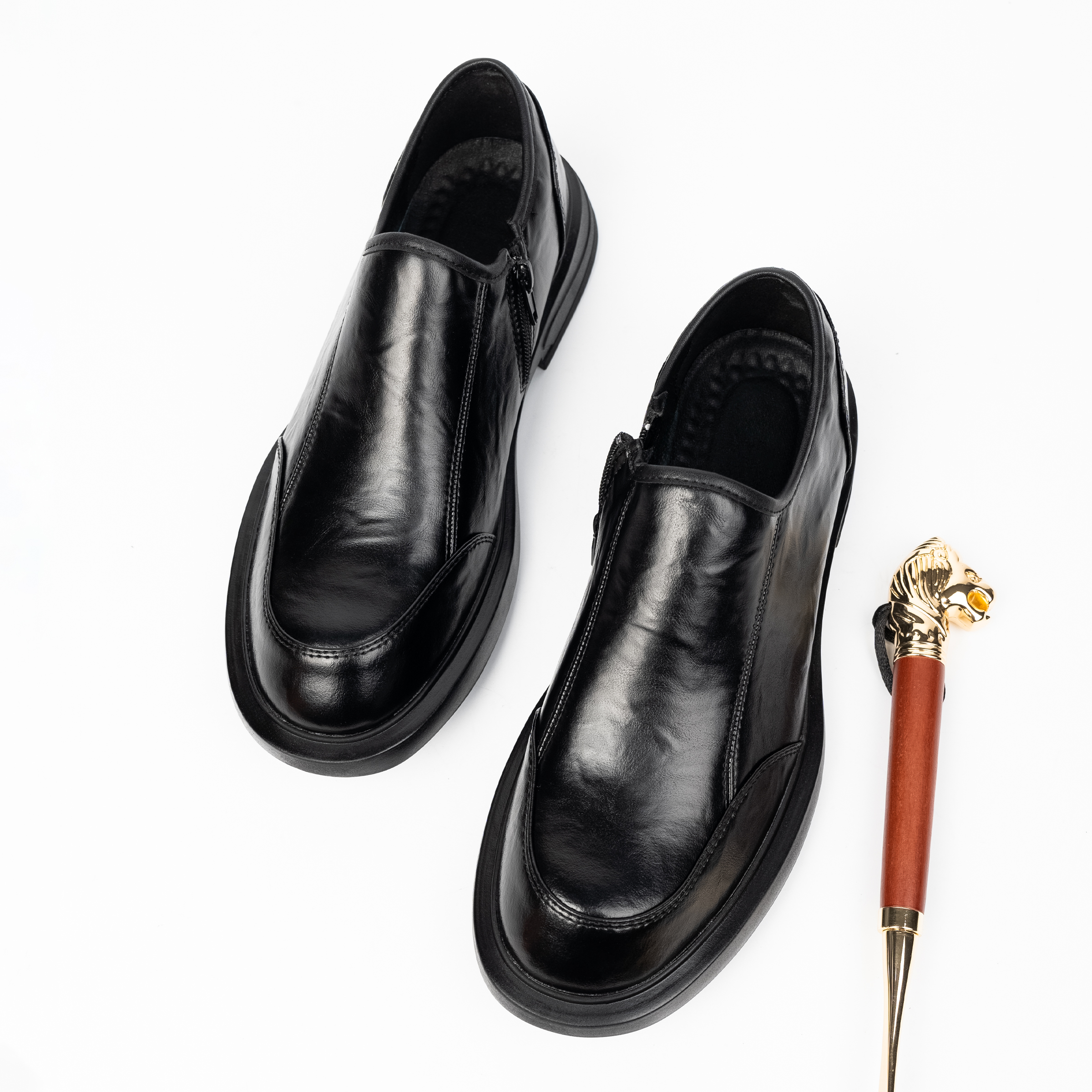 2025秋季新款透气一脚蹬休闲皮鞋西装小皮鞋耐磨软底软面男鞋