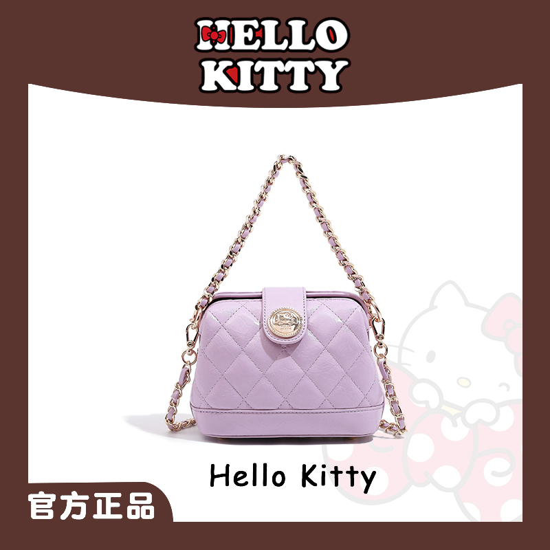 HELLO KITTY/凯蒂猫绣线肩包单根纯色链条包菱格包51796