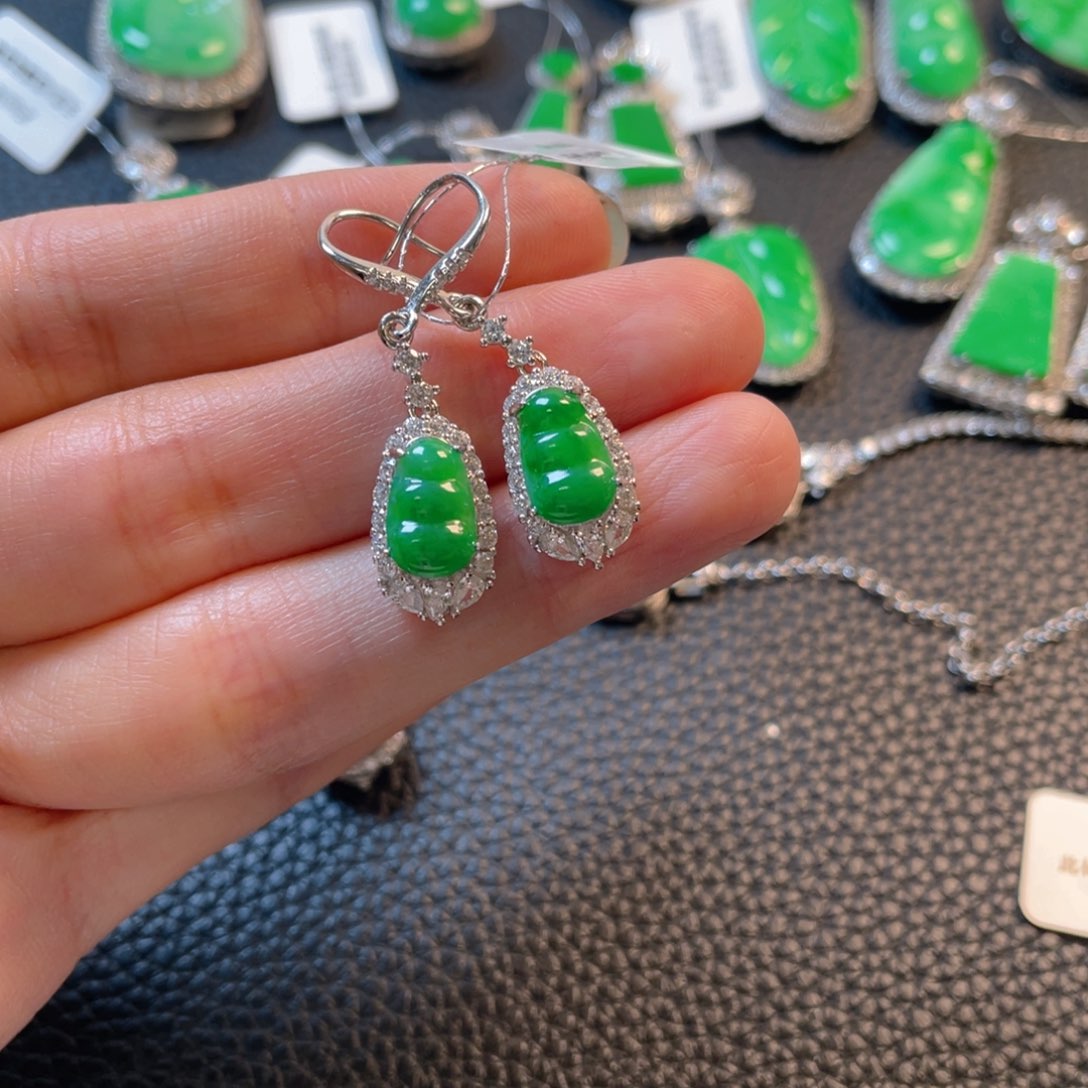 翡翠银S925镶嵌吊坠(不含链)耳坠